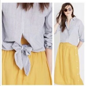 Madewell Striped Tie Back Button Down Shirt Top S